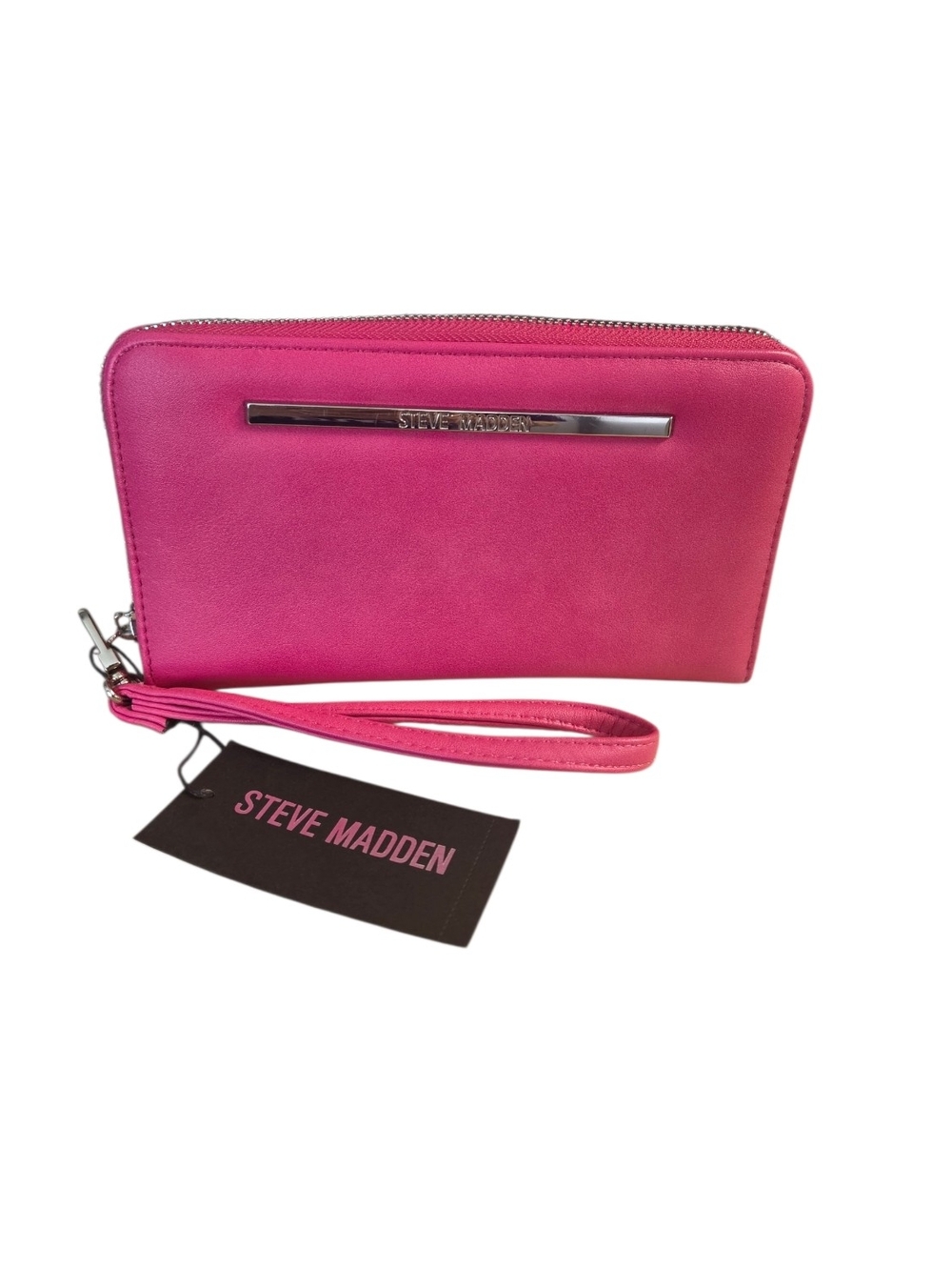 NWT Steve Madden BZippy Zip Around Pink Wallet w/wrist strap